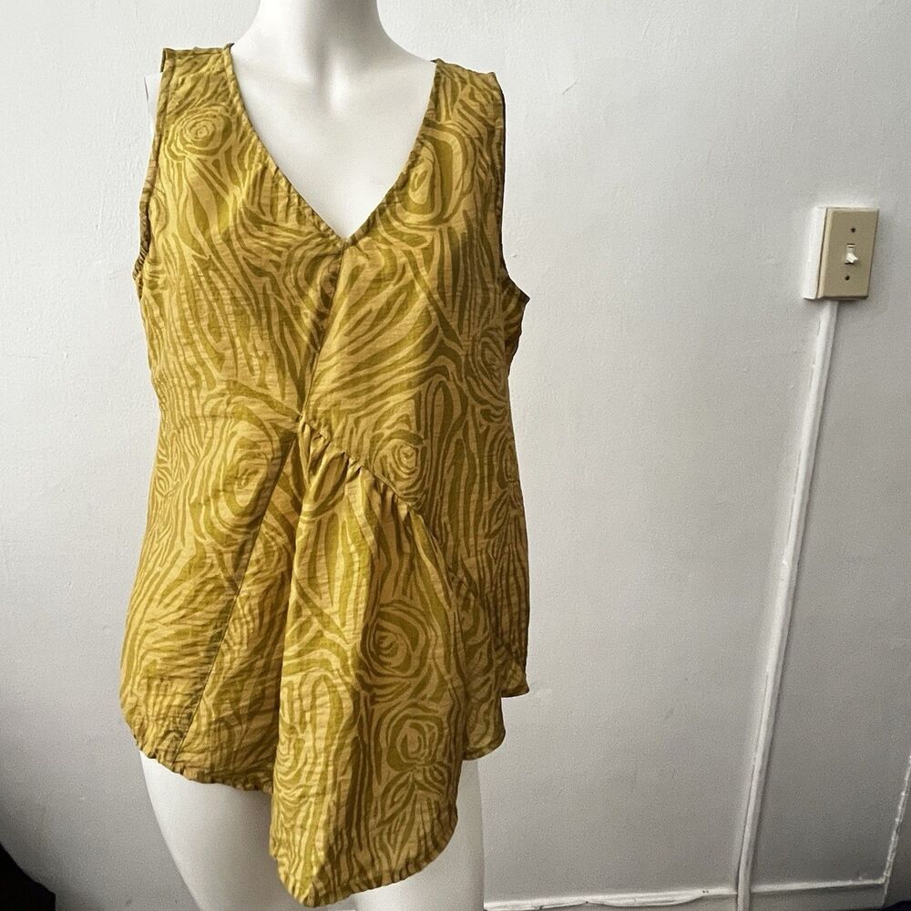 Cut Loose Top Yellow M Asymmetrical Artsy Zebra Lagenlook Flowy Relaxed Summer